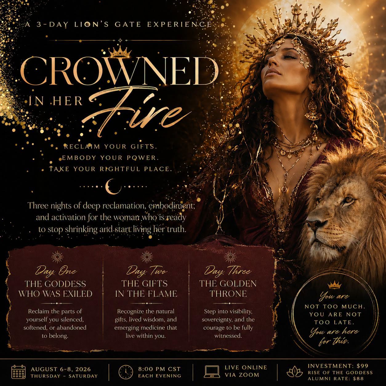 Crowned in Her Fire - A 3-Day Lion’s Gate Goddess Reclamation